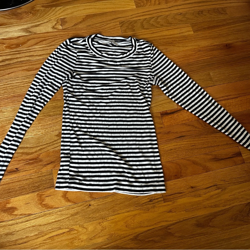 LOFT Black and White Striped Top